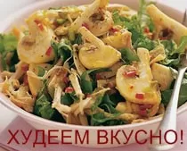 Диетический салат с курицей и грибами Диетический салат с курицей и грибами