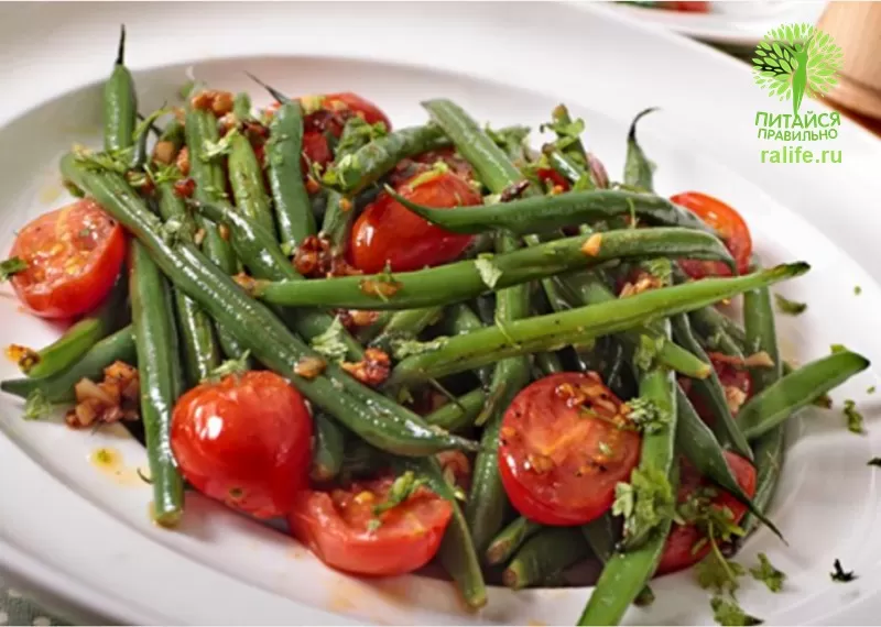 Теплый салат со стручковой фасолью